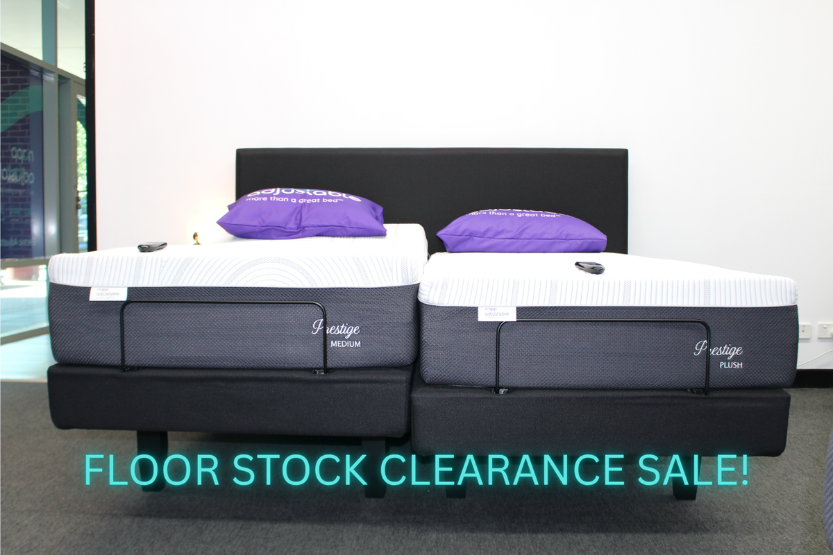 SALE ex DEMO / FLOOR A H Beard Invigorate - King Split Adjustable Bed Napp Prestige Med/Plush Mattresses with Black Waratah Headboard