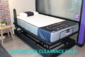 ex DEMO SALE - A H Beard King Single UPLIFT Adjustable Bed w/ Ultimate Care Plush Mattress & Linen Bottlebrush Headboard & 1x Grab Handle