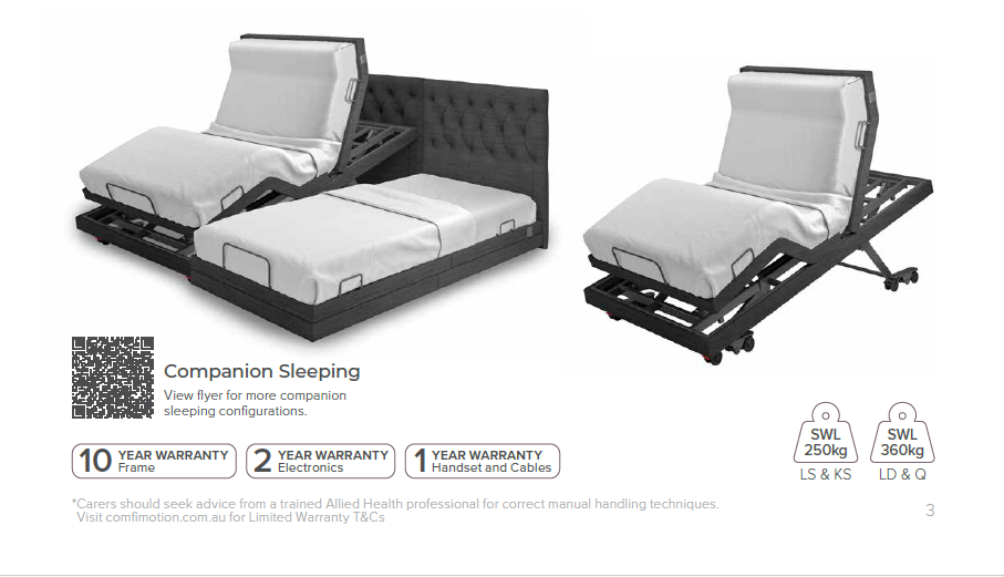 Aspire ComfiMotion Care -Fixed Companion Bed | by Aidacare