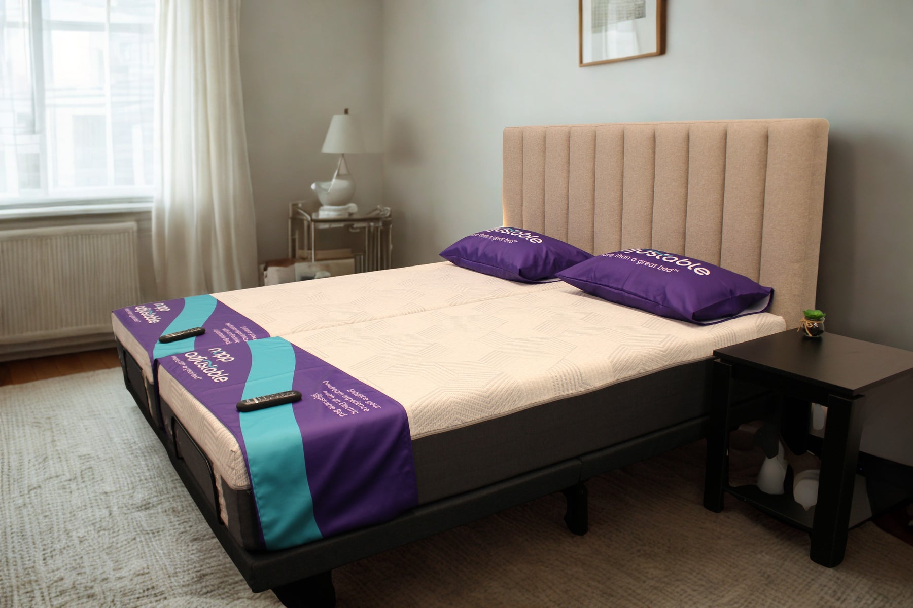 iActive Lumbar Rich Adjustable SPLIT King Bed Mattress Included | by MLILY